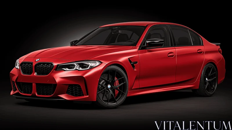 Captivating Red BMW M5 in Realistic and Hyper-Detailed Rendering AI Image