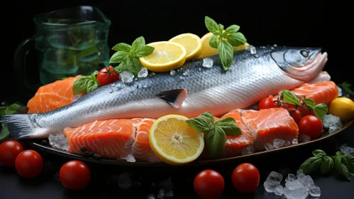 Delicious Fresh Salmon Platter with Lemon and Basil
