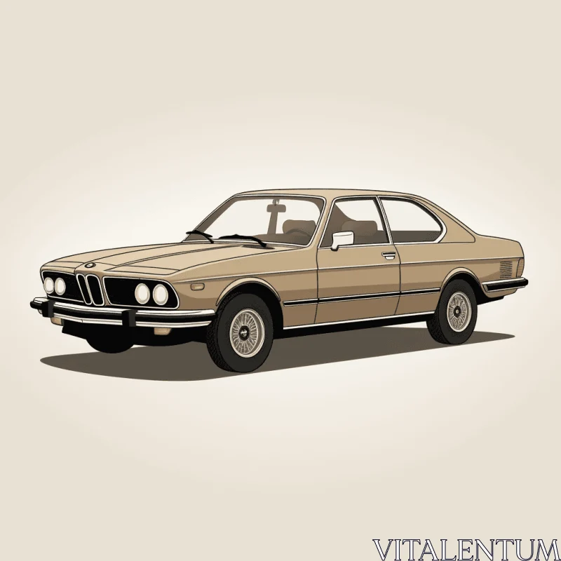 Vintage BMW E65 Sedan Illustration | Retro Car Artwork AI Image