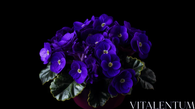 Purple Flowers in a Dark Azure Setting AI Image