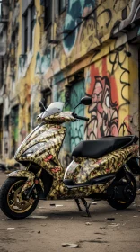 Vibrant Motorbike with Graffiti | Urban Environment | Tropical Baroque