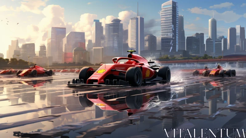 AI ART Exciting Formula 1 Race in Rainy City