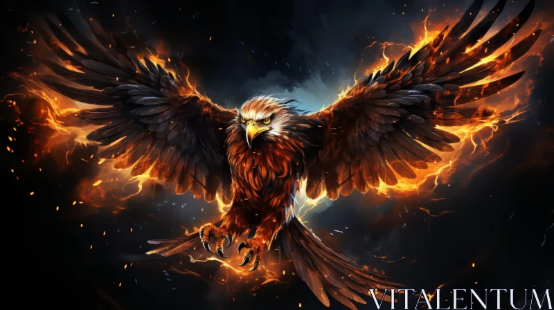 Powerful Eagle Digital Painting in Stormy Sky AI Image