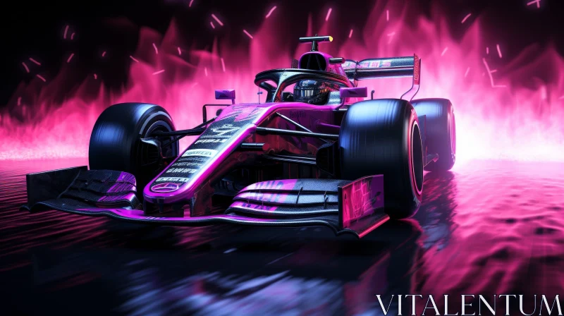 Dynamic Formula 1 Racing Car in Pink and Black AI Image
