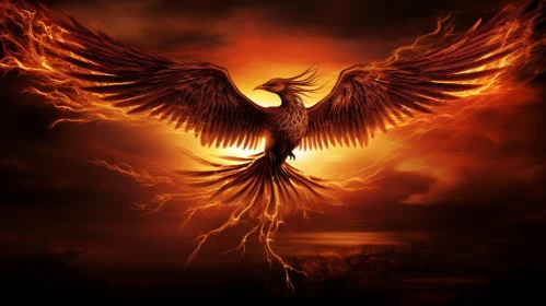 Phoenix Rising Digital Painting - Symbol of Hope and Renewal