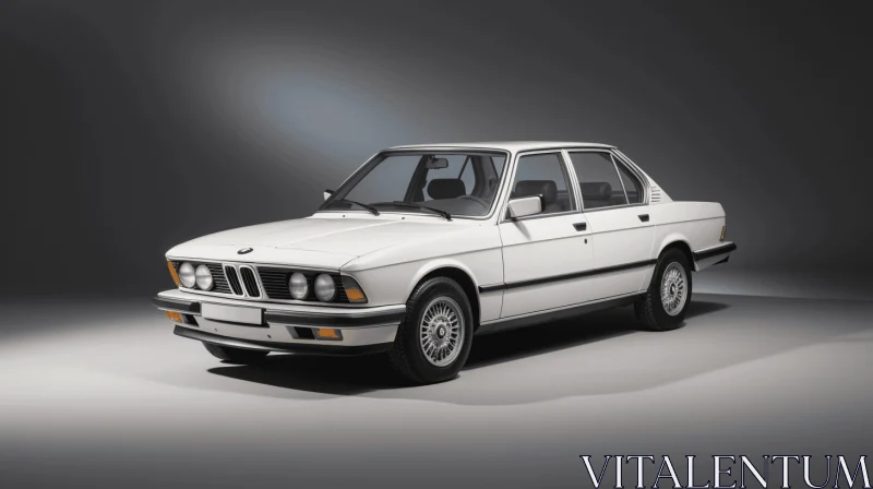 White BMW Car Model in Vintage Style - 3D Render AI Image