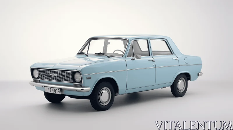 Classic Light Blue Sedan on Grey Background | Artistic Car Photography AI Image