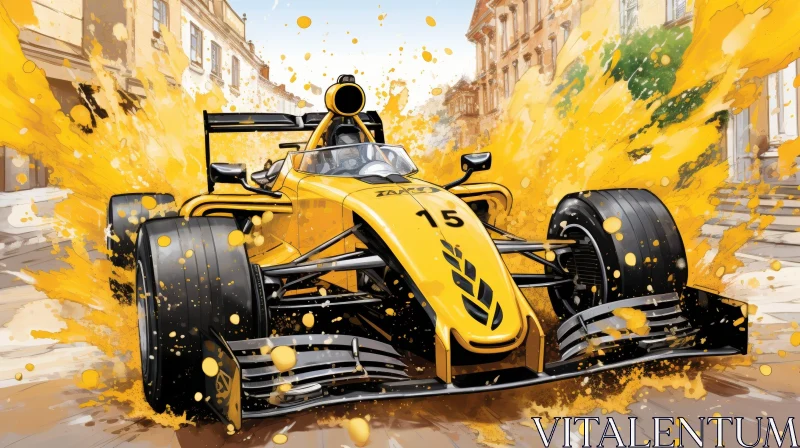 Formula 1 Car Racing in City Street AI Image