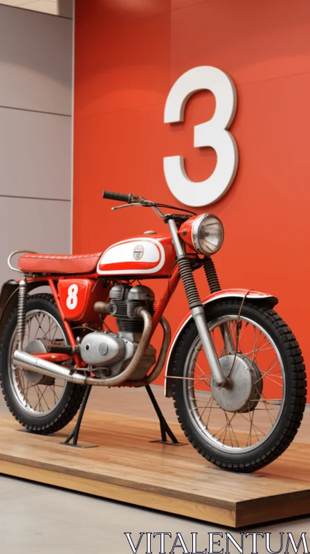 Red and White Motorcycle Exhibition: A Tribute to 1960s Design AI Image