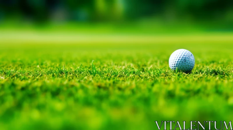 Close-up Golf Ball on Green Fairway AI Image