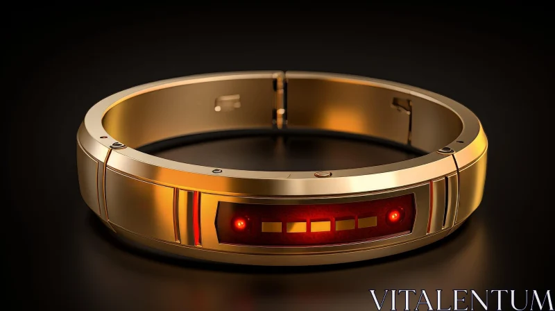 AI ART Modern Gold Bracelet with Red Digital Display