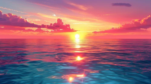 Tranquil Ocean Sunset - Beautiful Sky Reflection
