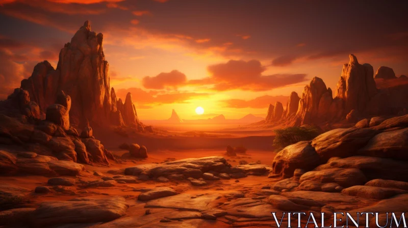 AI ART Desert Sunset Landscape - Natural Beauty Captured