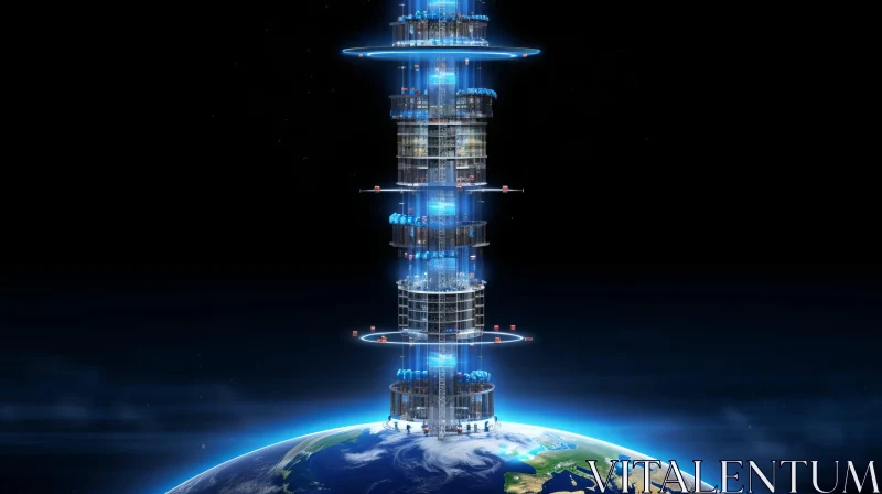 Futuristic Space Elevator for Efficient Space Travel AI Image