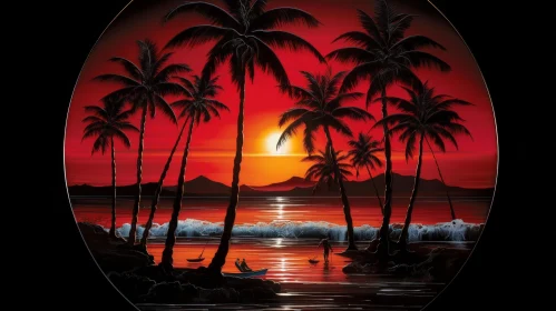 Tranquil Sunset Over Ocean Painting