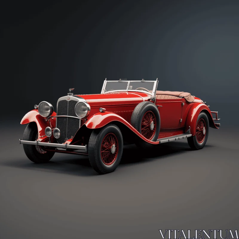 Vintage Red Convertible Automobile - 1920s 3D Render AI Image