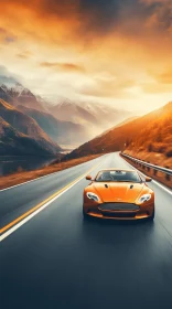 Breathtaking Journey: Orange Sports Car Driving through Traditional British Landscapes