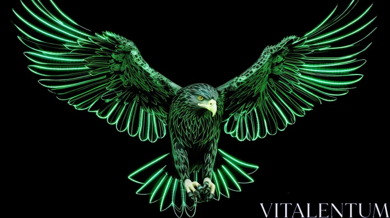 Detailed Digital Painting of Eagle with Green Feathers AI Image
