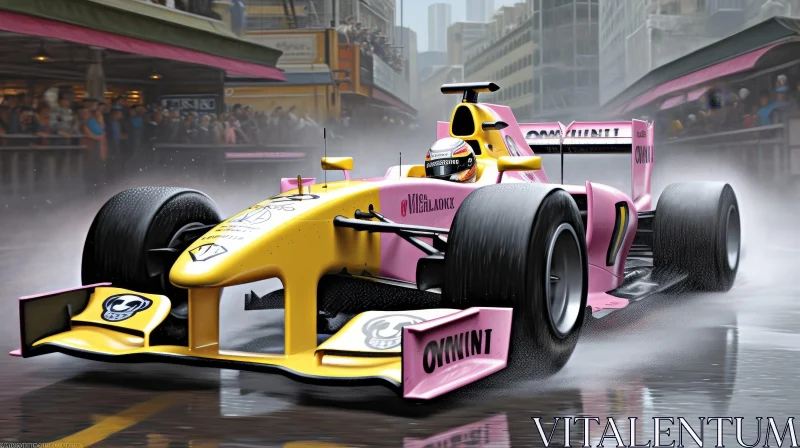 Exciting Formula 1 Car Racing in Rain AI Image