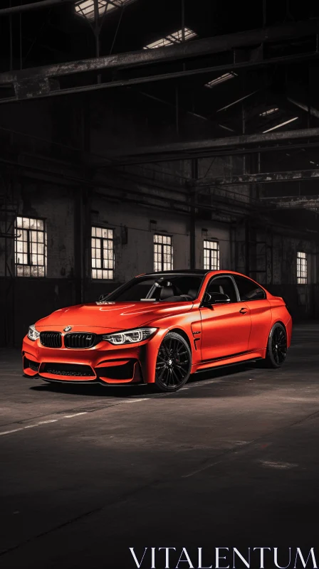 Orange BMW M4 Coupe in a Stylish Garage | Industrial Elegance AI Image