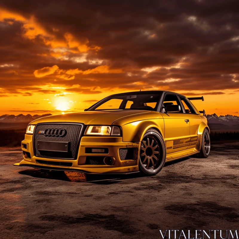 Captivating Audi S3 Car in Front of a Mesmerizing Sunset AI Image