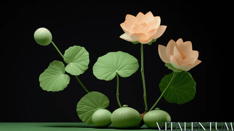 Classic Still Life of Lotus Flowers with Subtle Color Variations AI Image
