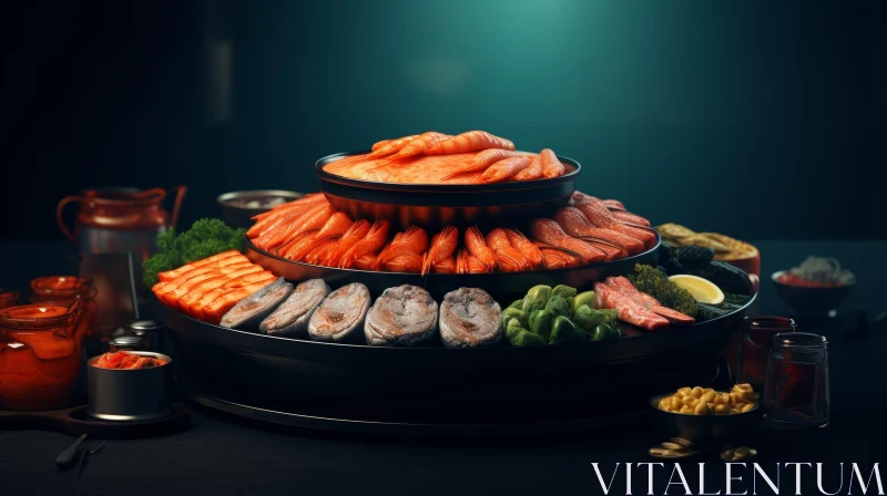 AI ART Delicious Three-Tiered Seafood Platter
