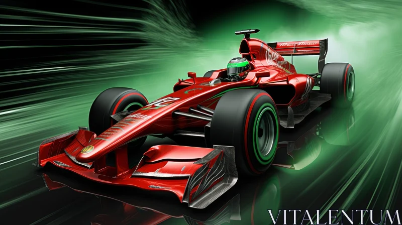 Red Formula 1 Race Car in Motion | Poster-Worthy Image AI Image