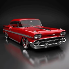 Vintage Red Chevrolet Classic Car Model - Realistic Hyper-Detailed Rendering
