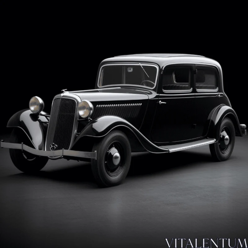 Antique Black Car on Black Background - Captivating Craftsmanship AI Image