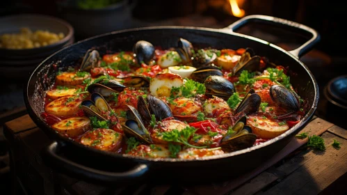 Delicious Seafood Dish in Cast Iron Skillet