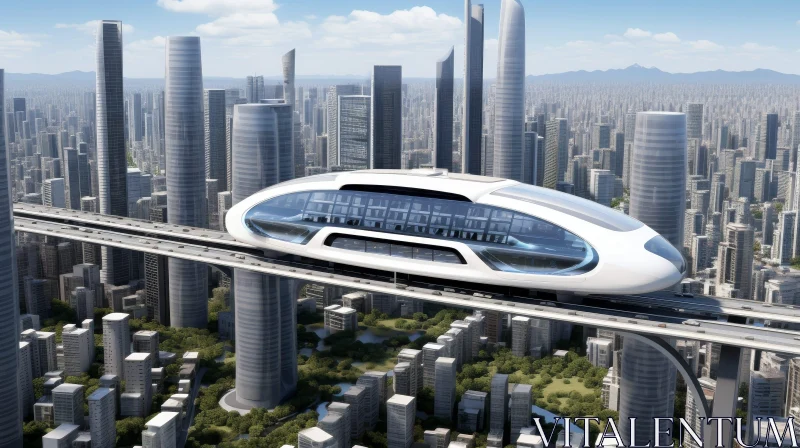 Futuristic City with Maglev Train | Urban Future Scene AI Image