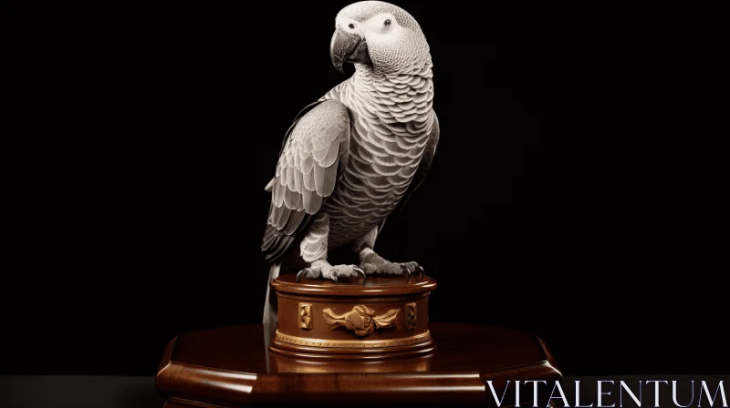 3D Rendered Parrot Sculpture on Tabletop AI Image