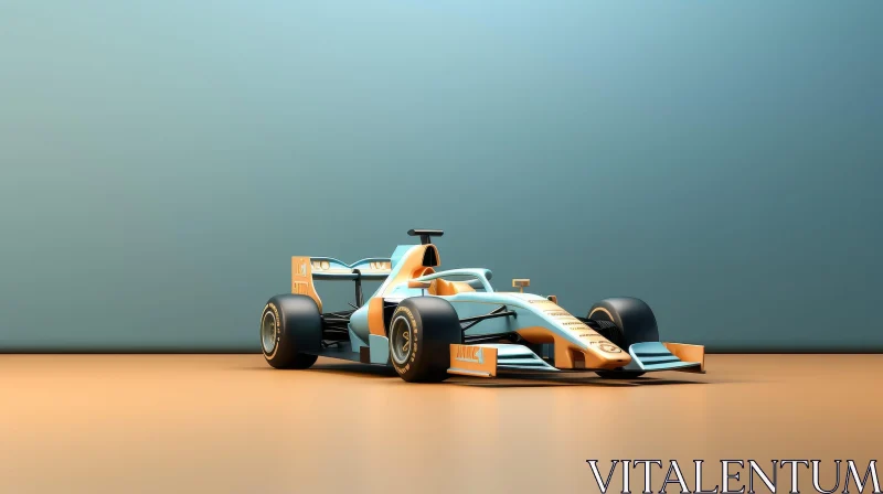 Blue and Orange Formula 1 Race Car 3D Rendering AI Image