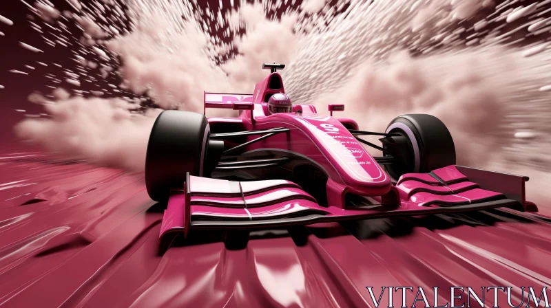 Pink and Black Formula 1 Car in Motion AI Image
