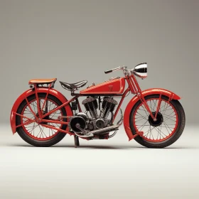 Red Vintage Motorcycle Illustration | 1920s Style | Hard Surface Modeling