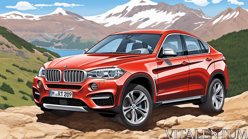 Captivating BMW X6 in Alpine Scenery | Graphic Illustration AI Image