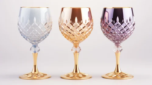 Exquisite Crystal Wine Glasses Set on White Background