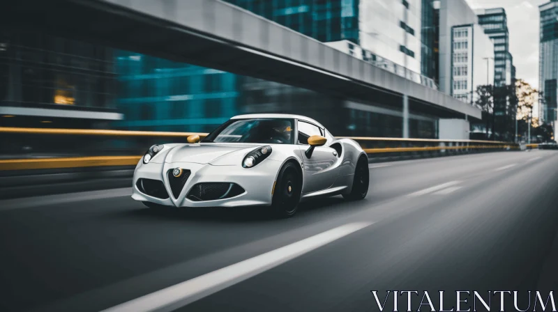 AI ART White Sports Car Driving on the Road | Tokina-inspired Style