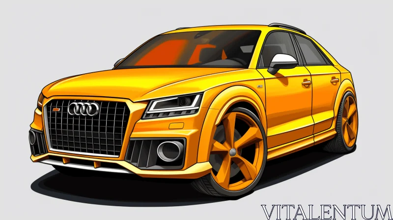Silver and Yellow Audi QQ - Architectural Illustrator Style AI Image
