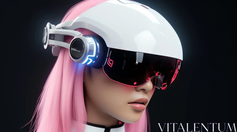 Futuristic VR Portrait of Young Woman AI Image