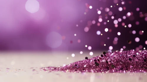Purple Glitter Falling Close-Up
