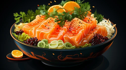 Dragon Design Poke Bowl with Salmon and Avocado