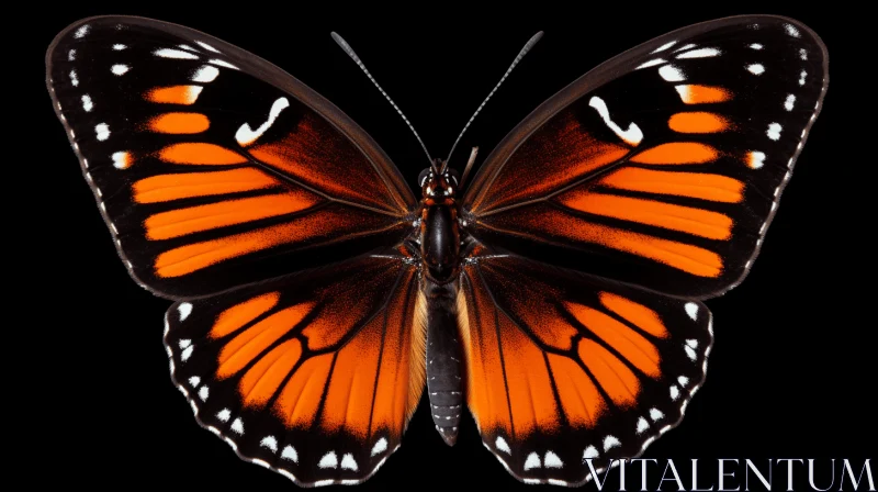 Orange and Black Butterfly on Dark Background AI Image