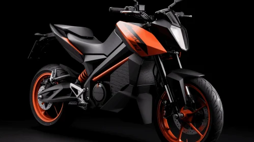Orange and Black Electric Motorcycle on Black Background | Asian-inspired Angular Shapes