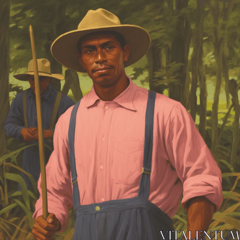 Rural Life Depiction in Light Magenta and Brown AI Image