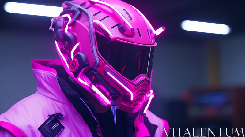 AI ART Unique Futuristic Pink Metal Helmet with Reflective Visor