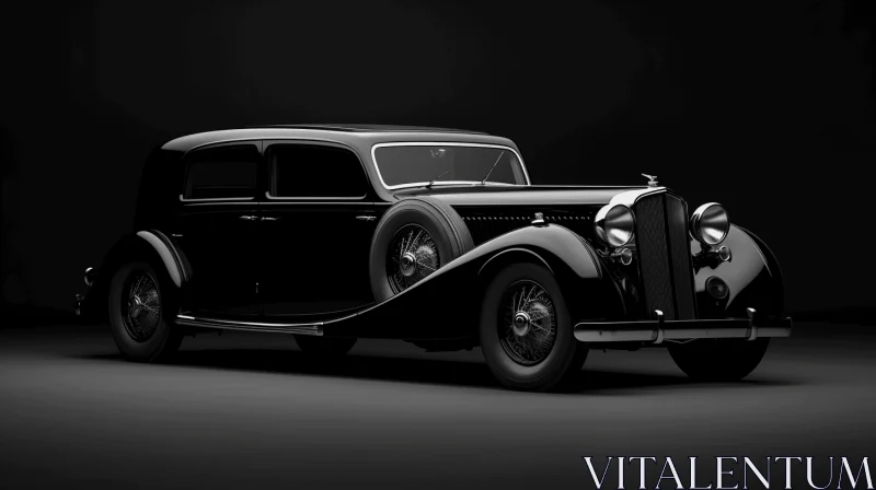 AI ART Vintage Car in a Dark Background: Timeless Grace and Opulent Minimalism