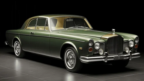 Vintage Green Bentley on Black Surface | Photorealistic Rendering
