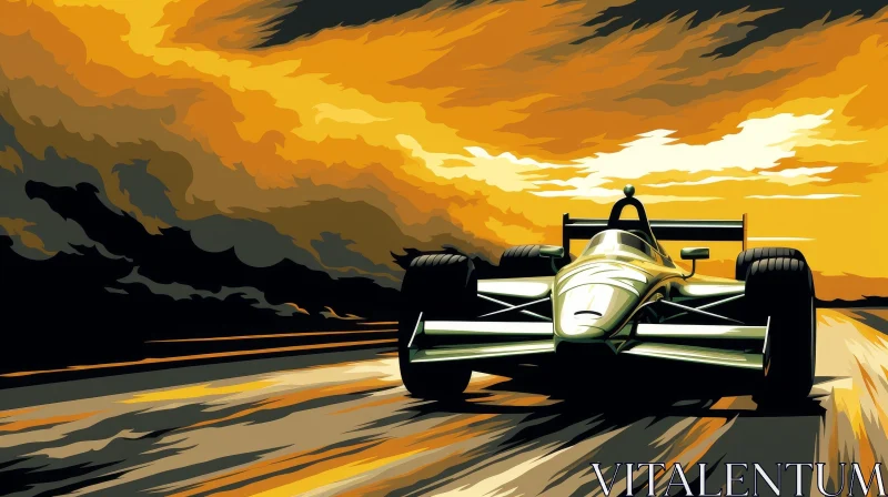 Formula 1 Race Car Speeding on Track - Digital Painting AI Image